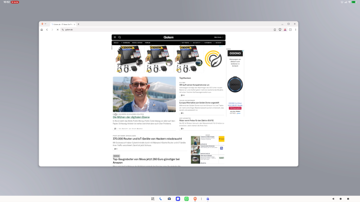 Der Pixel-Desktopmodus eignet sich sehr gut für alltägliche PC-Arbeiten. (Screenshot: Golem.de)